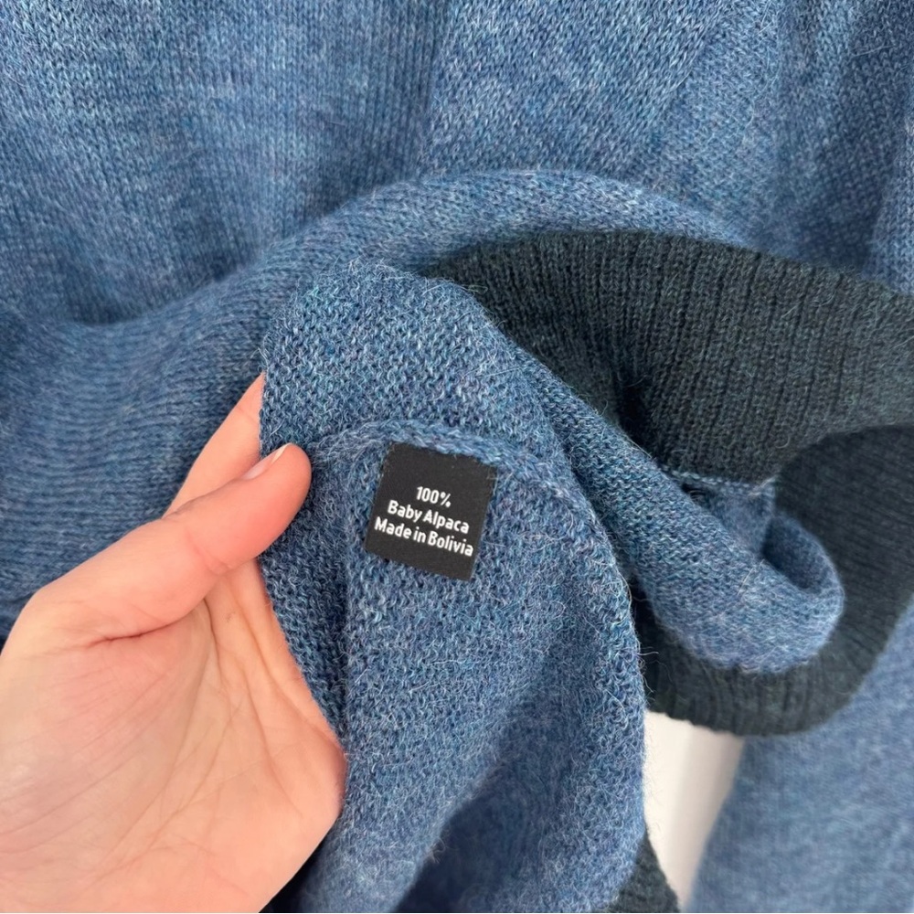Alpaca International The Caminero Quarter-Zip Pullover Sweater Blue 100% Alpaca - Picture 10 of 10